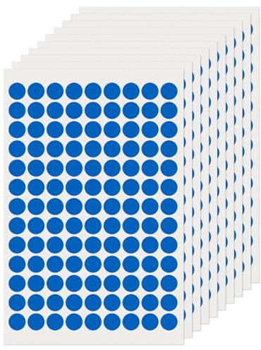 FINDAT 1170 Stück, 13 mm Klebepunkte Runde Punktaufkleber Etiketten Blau | Selbstklebend, wasserfest, Vinyl, Kalender, Büro, Schule, Farbcodierung, Markierungspunkte