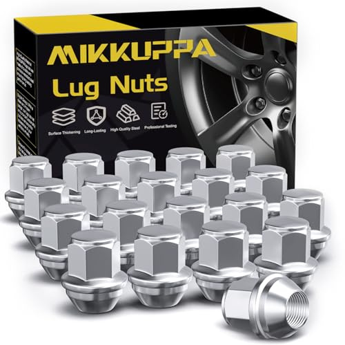 MIKKUPPA Tuercas de rueda M12 x 1.5 - SW19 de repuesto para Ford Fusion, Focus, Escape, Fiesta, 20 piezas monobloque cromado OEM fábrica estilo Bulge Acorn Seat
