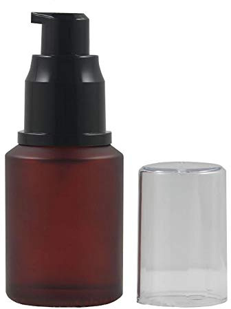 OHEETU 30ML/1oz Empty Frosted Rose Red Glass Lotion Pump Bottle Emulsion Cream Makeup Cosmetic Foundation Pump Press Bottles Dispensers Vials Container Storage Jars