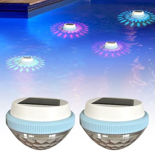 Mineup Solar Poolbeleuchtung, 2 Stück Solar Schwimmende Poolbeleuchtung, Wasserdichtes Pool Lichter, 8 Modi, Unterwasser pool picht, Teichbeleuchtung für Dekoration von Schwimmbädern, Hofstraßen
