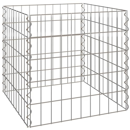 vidaXL Compostiera da Giardino 50 x 50 x 50 cm | Contenitore Quadrato in Acciaio Zincato | Design Industriale, Resistente alle Intemperie, Ideale per Gli Esterni, Facile da Manutenere, Struttura Dur