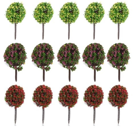 Árboles de flores de colores mixtos 30pcs modelo, tren, diseño, paisaje, mejoras
