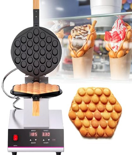 pealiritansemen Gaufrier À Bulles, Gaufrier Eggettes-180°,Cuisson Antiadhésive en Téflon Moule,avec Affichage Numérique,Contrôle De Température De 50 À 250 °C Et Minuterie De 0 À 9 Minutes,SingleHead