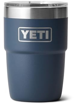 YETI Rambler 8 oz (236 ml) Stackable Cup with Durasip Ceramic Lining, Stainless Steel Vacuum Insulated Coffee Cup with Removable Magslider Lid, Navy