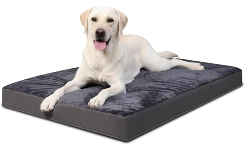 Favodormir Orthopädisches Hundebett Hundekissen Grosse Hunde XL,Wasserdichter Kunstlederboden,Innen&Outdoor Hundematte Hundekorb Hundematratze für Große Hunde,111x81x9cm Dunkelgrau