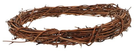 Yardwe Natural Rattan Garland Wreath Diy Twig Wreath Frame Vine Branches for Christmas Holiday Seasonal Door Decor