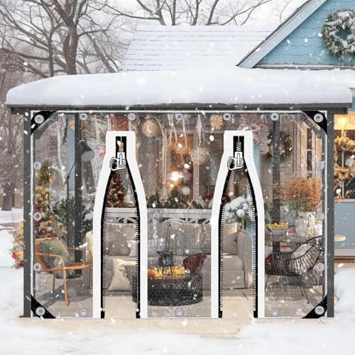 Tende Telone Impermeabili Trasparenti,Telo Plastico in Pvc Da 0,5mm Con Occhielli,Pannelli Laterali Telone Trasparente Gazebo,Tende Per Eventi e Tendoni Con Porte a Cerniera,W×H-3.5×2.1m(11.5*6.9ft)