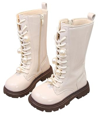 Générique Bottes Enfant,Chaude Doublure Bottines D'Hiver Garçon Fille Chaussures Barefoot Hiver Doublée De Fourrure Talon Avec Ornement Étoilé Et Boucle Ceinture (Blanc,32)