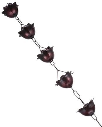 Veemoon Chaîne de Pluie Métallique Style Fleur pour Gouttière Jardin Décoration Extérieure Anti-Corrosion Alternative Esthétique Au Tuyau Évacuation