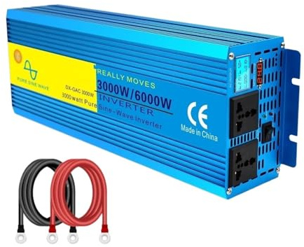 Convertidor Inversor Onda Sinusoidal Pura 6000 W Transformador Voltaje Potente 12 V CC/24 V A 110 V CA/220 V Convertidor Solar Fuera Red Inversor(DC24V,220V EU Socket,3KW-6KW)