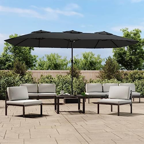 Mokuyary Parasol de Jardin à Double tête avec LED Anthracite 449x265 cm, Parasol de Extérieur pour Terrasse, Piscine, Plage, Restaurants, Balcon