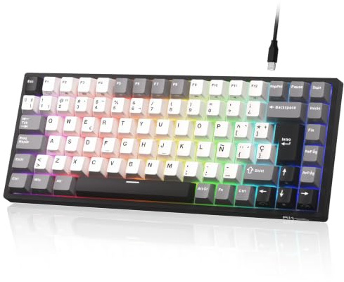 RK ROYAL KLUDGE RK84ES Teclado mecánico Juegos, 75% RGB Hot-Swap, Español | Teclado compacto juegos TKL 84 teclas software programación Mac/Win, espuma insonorizante, PBT interruptores personalizados