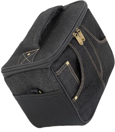 Fahoujs Protective Guitar Amplifier Carrying Case Shoulder Strap Organizers Compartments Rubber Feet Fabric Texture for Outdoor Amplifier Bag Compartments