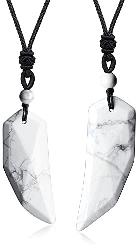 COAI Geschenkideen Freundschaftskette Glückskette Spitzer Anhänger aus Howlith Amulett Halskette für Partner