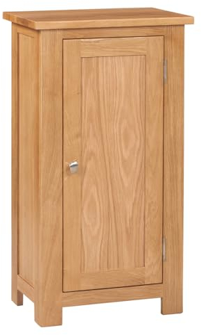 Hallowood Furniture Waverly Oak Small Cupboard, 1-Door Wooden Storage Cabinet with 2 Adjustable Shelves, Hallway Cupboard, Light Oak Furniture for Bedroom, Kitchen, or Living Room