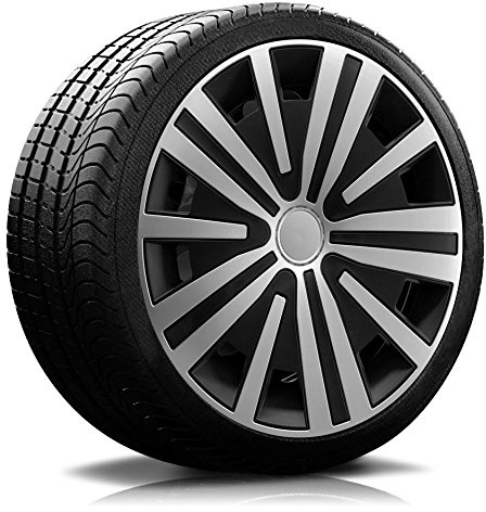 Radkappen-König 14“ Zoll RKK17 SP-Line NO1 Schwarz/Silber Radkappen/Radzierblenden 4 Stück