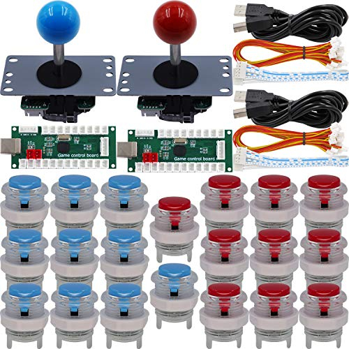 SJ@JX Arcade Game 2 Player Controller DIY Kit Microswitch Button 4&8 Way Joystick Zero Delay USB Encoder Fighting Stick Handles Console for PC MAME Raspberry Pi Retropie