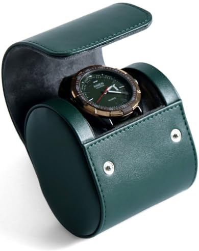 Besforu Watch Roll Travel Case for Men and Women with Suede Lining Watch Display Box Single Watch Storage and Organizer (Green)