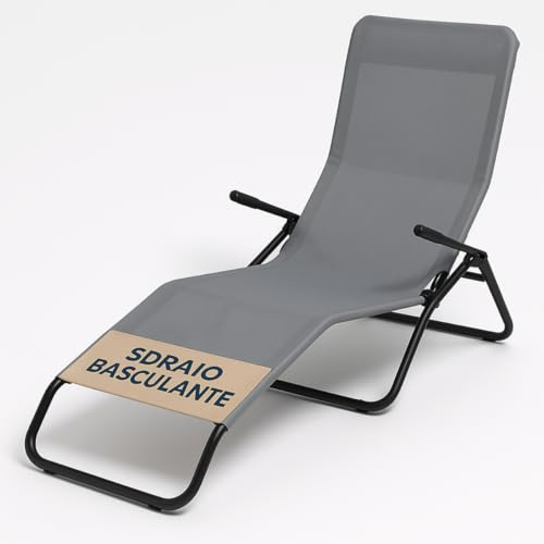 Tomaino -Lettino Reclinabile Da giardino, Migliora Circolazione Del Sangue - Sdraio Basculante Prendi Sole Per Esterno Terrazzo Relax Piscina (grigio)