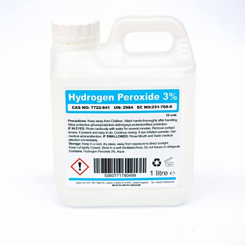 Hydrogen Peroxide 3% 10 Vols. 1L 1 Litre Bottle for Cleaning Disinfecting Bleaching