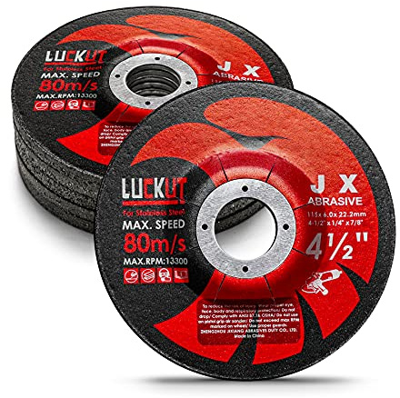 LUCKUT - Dischi per mole da 4-1/2'' x 1/4'' x 7/8'' smerigliatrice centrale in metallo per smerigliatrici angolari, confezione da 5