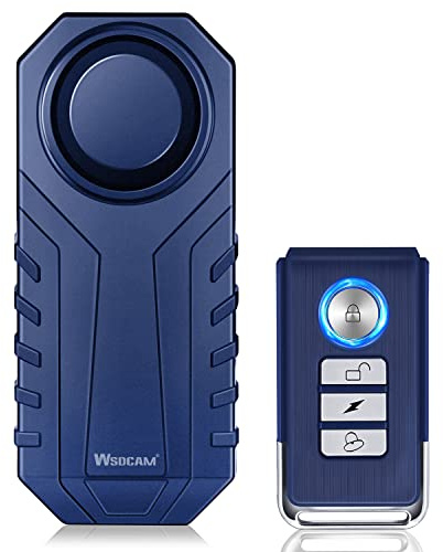 WSDCAM 113dB Bike Alarm Wireless Anti Theft Vibration Motion Sensor Vehicle Security Alarm System Waterproof Motorcycle Alarm Bicycle Alarm with Remote - Blue