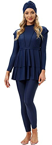 seafanny Women Modest Swimsuit Long Sleeve Burkini Full Cover Muslim Swimwear