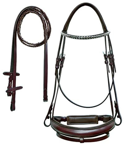CHALLENGER English Cob Mahogany Padded Leather Tack All-Purpose Jumping Bridle 803479MG-C