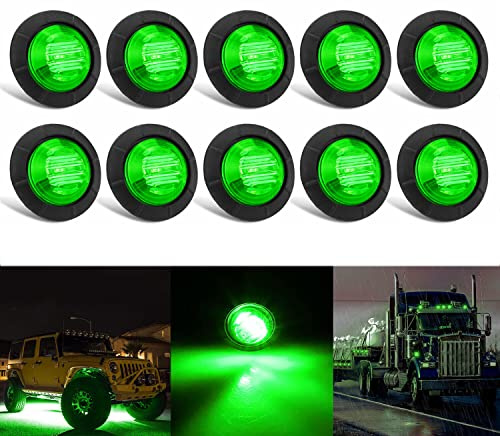 Ricoy LED ronde étanche pour feu de position avant, arrière, latéral - pour voiture ou camion - 2 cm - 12 V (10 pièces, vert)