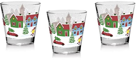 Cerve Set 3 Bicchieri da Tavola Acqua Vino Natale Nadia Snow Village 250 CC