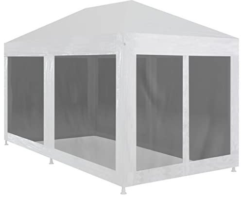 HOMIUSE Partyzelt 6x3 m Pavillon Grillpavillon Faltpavillon Verkaufsstand Gartenpavillon Gartenlaube Party Zelt Groß Bierzelt Faltzelt Grill Pavillions mit 6 Mesh-Seitenwänden Weiß&Schwarz