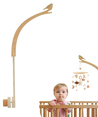 Promise Babe Baby Mobile Halterung Holz Vogel für Babybett, Kinderzimmer Laufstall DIY Baby Mobile Halterung Wickeltisch Halter Mobilehalter Gestell Stange Für Aufhängung Spieluhr Windspiel Bettglocke