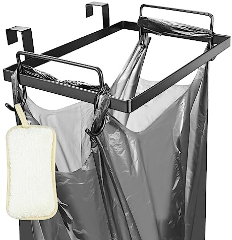 XunHe Trash Bag Holder,Cupboard Holder with 1 roll Trash Bag and Sponge for kitchen, Anti-corrosion Rubbish Bag Hanger for Kitchen Cupboards and Cabinets, Suitable for 2cm Cupboards Edge