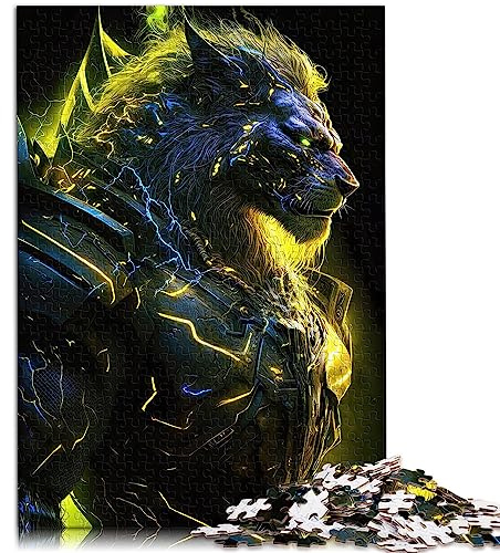 Puzzle für Kinder, Gelber Löwe-Krieger, 1000 Teile, für Erwachsene, Holzpuzzle für Erwachsene und Kinder ab 12 Jahren, Unterhaltung, Größe: 50x75 cm