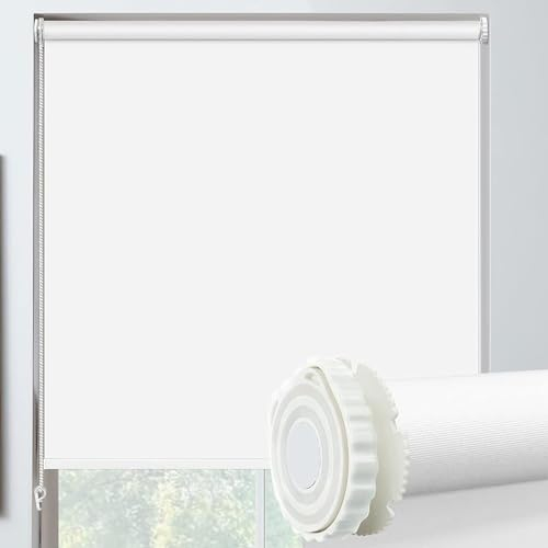 Verdunkelungsrollo Klemmfix 55 x 140 cm Flexibler Seitenzug Top Qualität Fensterdecor Sichtschutz-Rollo mit Kette, für Schlafzimmer, Küche, Weiß