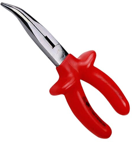 WEDO - 45 Degree Insulated Bent Nose Pliers, 1000V, CR-V Steel, Non-Slip Dip Handle, Length 150mm, Forged, Jaw Hardness HRC58-63
