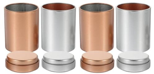 HOLIDYOYO 4 Stück Teedosen Mit Deckel Mini-Tee-Aufbewahrungsbehälter Runde Blechdose Metall-Lebensmittel-Aufbewahrungsdosen Für Tee Kaffee Lose Blätter