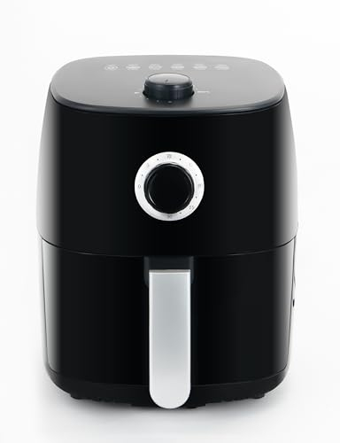 Mini freidora de aire caliente con ajuste de temperatura programable, 1400 W, temporizador 30 minutos, 200 °C, negro (2,8 l)
