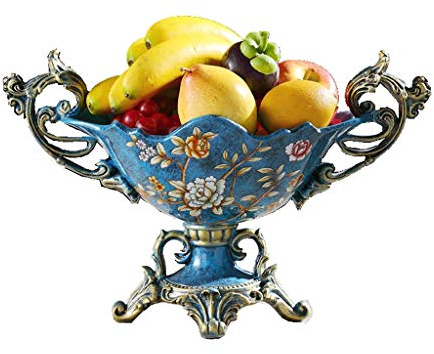 RoyamS Fruit Bowl Metal Fruit Basket,Fruit Bowl Fruit Plate,Fruit Bowl Blue Fruit Plate,Resin Fruit Plate with High Foot Design Fashionable Large-Capacity Pastry Plate Home Decoration Home Decor Tray