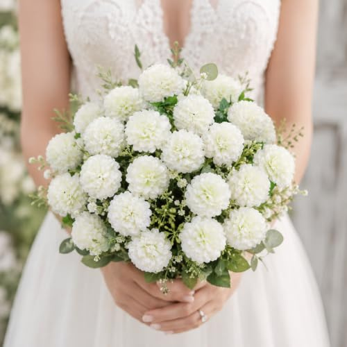 astylishome Silk Hydrangea Artificial Flowers Realistic Hydrangea Flowers Bouquet for Wedding Party Office Home Decor 36 PCS White 0501