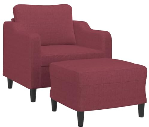 vidaXL Fåtölj med fotpall vinröd 60 cm tyg, vardagsrumsfåtölj, tv-fåtölj, vardagsrumsstol, vardagsrumsfåtöljer, tv-fåtöljer, vardagsrumsstolar