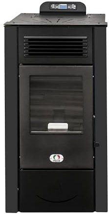 STUFE A PELLET ITALIA San Diego 12 Kw 5 Stelle Canalizzata WiFi - Stufa ad Aria Ventilata Efficienza 91% Scalda 120m² Autonomia 15H Certificata 5 Stelle 5 Potenze Programmabile Garanzia 24 Mesi Nero