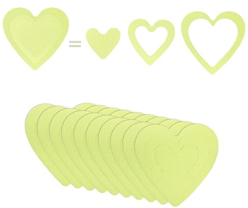 monTTese Lot de 10 autocollants antidérapants pour baignoire en forme de cœur fluorescent qui brillent dans le noir pour escaliers, piscines et surfaces humides