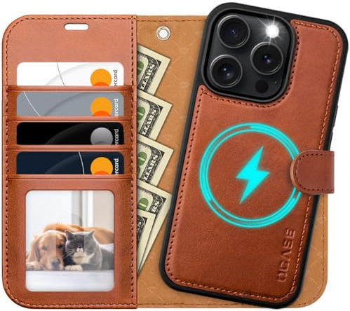 OCASE for iPhone 16 Pro Max Case, Detachable 2 in 1 PU Leather Wallet Case with RFID Blocking, Wireless Charging, Card Holders, Kickstand, Shockproof Removable Phone Cover, Brown