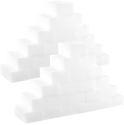 KEILEOHO Pack of 100 Dirt Eraser Sponge, Eraser Sponge, Magic Sponge, Dirt Eraser, 8 x 5 x 3 cm, Miracle Sponge Cleaning Sponge for Kitchen, White