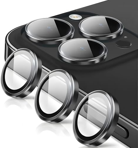 Oelrstfe Pellicola Fotocamera per iPhone 16 Pro/16 Pro Max,Posteriore Obiettivo Protezione Vetro Temperato,HD Trasparente Lente Schermo,Durezza 9H Anti-graffio Ultra Resistente Camera,Nero