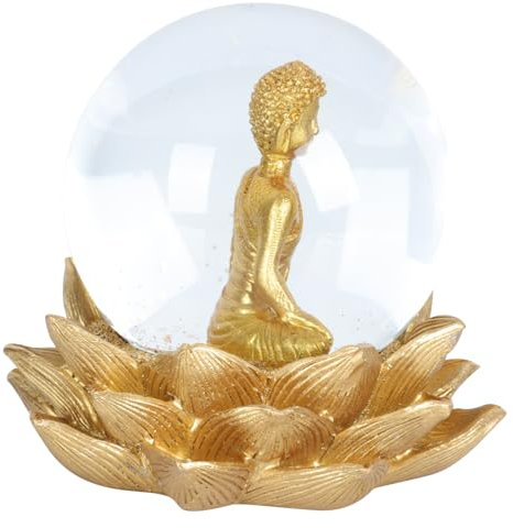 VOSAREA Crystal Ball Buddha Statue Ornament Glass Dome Lotus Base Decorative for Home Decoration Monk