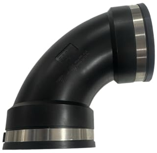 Aqua Universe 4 Flexible Black Elbow Pipe with Clamps, 4 Inch Bend for Plumbing, Aquarium, Pond, Drainage and Waste Pipe Clamping Range 115mm-102mm