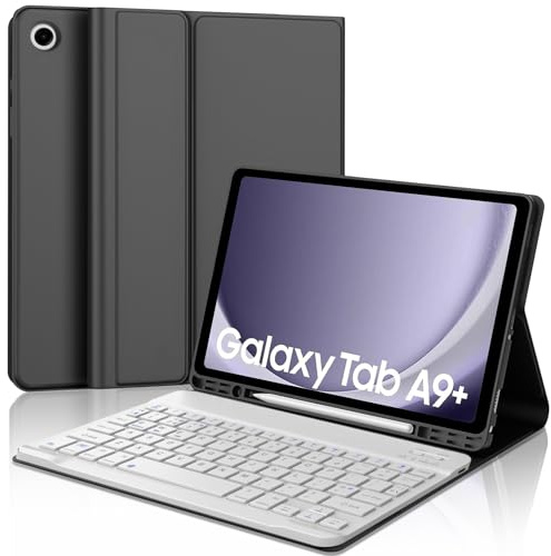 WINCHKING Funda Teclado para Samsung Galaxy Tab A9+ 11 Pulgadas 2023 | Iluminación de 7 Colores, Magnético Bluetooth Teclado Funda para Samsung Galaxy Tab A9 Plus 11 2023, QWERTY Español Ñ, Negro