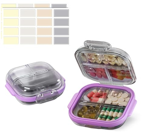 VINPAM Tablettenbox 7 Tage, Pillendose 7 Fächer,Handlicher Tablettenbox mit Großen Separaten Fächern für Medikamente, Vitamine, Fischöl, Nahrungsergänzungsmittel usw（Kommt mit zwei Haftnotizen）